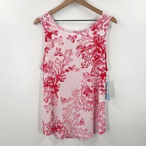 Palm Grove Coral Print Sleeveless Tank